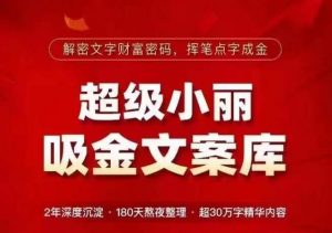 超级小丽·吸金文案库,解密文字财富密码,挥笔点字成金,超30万字精华内容-虚拟资源库