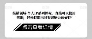 纵横领域·个人IP系列课程,直接可以使用落地,轻松打造出具有影响力的好IP-虚拟资源库