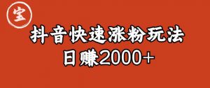 宝哥私藏·抖音快速起号涨粉玩法（4天涨粉1千）（日赚2000+）【揭秘】-虚拟资源库