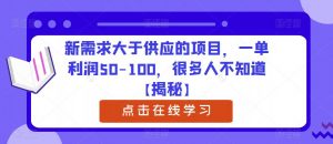 新需求大于供应的项目,一单利润50-100,很多人不知道【揭秘】-虚拟资源库