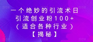 一个绝妙的引流术日引流创业粉100+(适合各种行业)【揭秘】-虚拟资源库