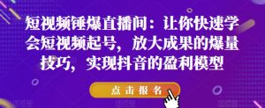 短视频锤爆直播间:让你快速学会短视频起号,放大成果的爆量技巧,实现抖音的盈利模型-虚拟资源库
