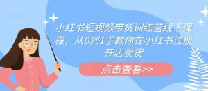 小红书短视频带货训练营线下课程,从0到1手教你在小红书注册开店卖货-虚拟资源库