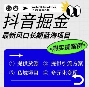 抖音掘金最新风口，长期蓝海项目，日入无上限（附实操案例）【揭秘】-虚拟资源库