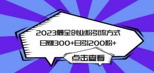 2023最全创业粉引流方式日赚300+日引粉200+【揭秘】-虚拟资源库