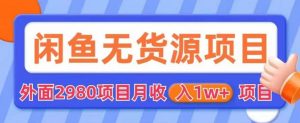 外面2980卖闲鱼无货源项目,月收入1w+【揭秘】-虚拟资源库