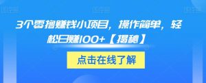 3个零撸赚钱小项目，操作简单，轻松日赚100+【揭秘】-虚拟资源库