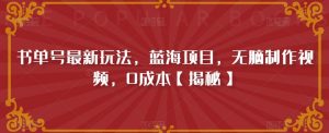 书单号最新玩法，蓝海项目，无脑制作视频，0成本【揭秘】-虚拟资源库