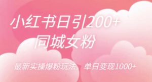 小红书日引200+同城女粉，最新实操爆粉玩法，单日变现1000+【揭秘】-虚拟资源库
