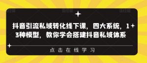 抖音引流私域转化线下课,四大系统,13种模型,教你学会搭建抖音私域体系-虚拟资源库