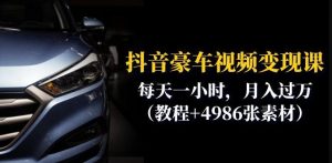 抖音豪车视频变现分享课：每天一小时，月入过万（教程+4986张素材）-虚拟资源库