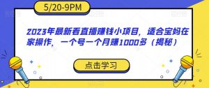 2023年最新看直播赚钱小项目，适合宝妈在家操作，一个号一个月赚1000多（揭秘）-虚拟资源库