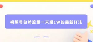 视频号自然流量一天赚1W的最新打法,基本0投资【揭秘】-虚拟资源库