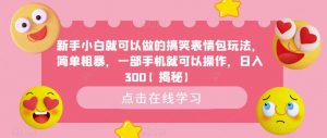 新手小白就可以做的搞笑表情包玩法,简单粗暴,一部手机就可以操作,日入300【揭秘】-虚拟资源库