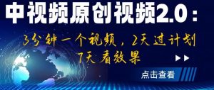 中视频原创视频2.0：3分钟一个视频，2天过计划，7天看效果【揭秘】-虚拟资源库