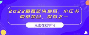 2023最强蓝海项目,小红书商单项目,没有之一【揭秘】-虚拟资源库
