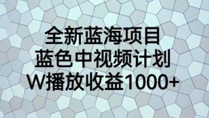 全新蓝海项目，蓝色中视频计划，1W播放量1000+【揭秘】-虚拟资源库