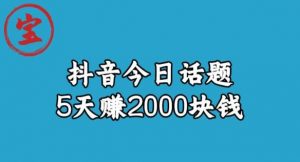 宝哥·风向标发现金矿,抖音今日话题玩法,5天赚2000块钱【拆解】-虚拟资源库