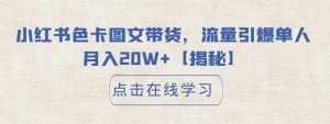 小红书色卡图文带货，流量引爆单人月入20W+【揭秘】-虚拟资源库
