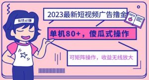 2023最新玩法短视频广告撸金，亲测单机收益80+，可矩阵，傻瓜式操作，小白可上手【揭秘】-虚拟资源库