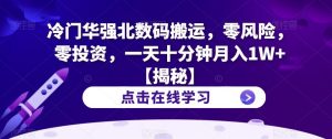 冷门华强北数码搬运,零风险,零投资,一天十分钟月入1W+【揭秘】-虚拟资源库