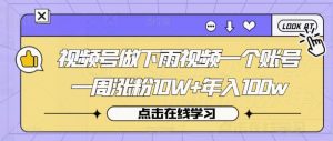 视频号做下雨视频一个账号一周涨粉10W+年入100w【揭秘】-虚拟资源库
