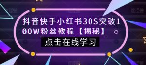 抖音快手小红书30S突破100W粉丝教程【揭秘】-虚拟资源库