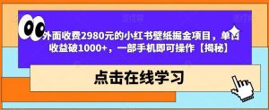 外面收费2980元的小红书壁纸掘金项目,单日收益破1000+,一部手机即可操作【揭秘】-虚拟资源库