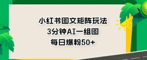 小红书图文矩阵玩法，3分钟AI一组图，每日爆粉50+【揭秘】-虚拟资源库