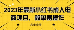 2023年最新小红书成人电商项目，简单易操作【详细教程】【揭秘】-虚拟资源库
