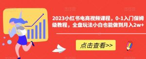 2023小红书电商视频课程，0-1入门保姆级教程，全盘玩法小白也能做到月入2w+-虚拟资源库
