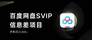 百度网盘SVIP信息差项目，0投入小白极速上手，手机稳定日入300+【揭秘】-虚拟资源库