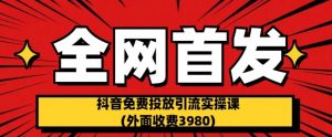 全网首发：抖音免费投放引流实操课(外面收费3980)【揭秘】-虚拟资源库