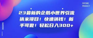 23最新的企鹅小世界引流搞米项目!快速搞钱!新手可做!轻松日入300+【揭秘】-虚拟资源库