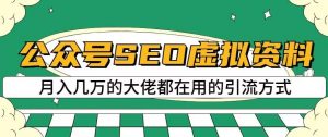 公众号SEO虚拟资料，操作简单，日入500+，可批量操作【揭秘】-虚拟资源库