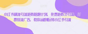 小红书精准引流矩阵陪跑计划,免费矩阵式引流,付费投流广告,教你从0到1玩转小红书引流-虚拟资源库
