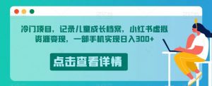 冷门项目,记录儿童成长档案,小红书虚拟资源变现,一部手机实现日入300+【揭秘】-虚拟资源库