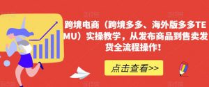 跨境电商(跨境多多、海外版多多TEMU)实操教学,从发布商品到售卖发货全流程操作!-虚拟资源库
