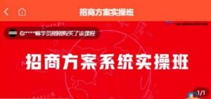 【一度招商】招商方案系统实操班 价值1980元-虚拟资源库