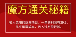 被人忽略的蓝海项目，魔方通关秘籍，一单的利润有39.9，几乎是零成本，月入过万很轻松【揭秘】-虚拟资源库