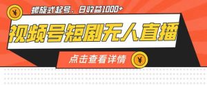 视频号短剧无人直播，螺旋起号，单号日收益1000+【揭秘】-虚拟资源库
