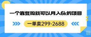 一单卖299-2688,一个靠复购就可以月入6k的暴利项目【揭秘】-虚拟资源库