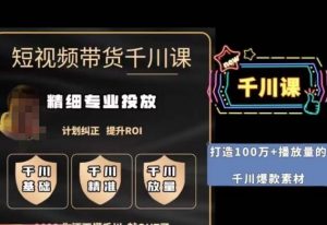 短视频带货-千川专业投放课,精细化专业投放,计划纠正,提升ROI-虚拟资源库