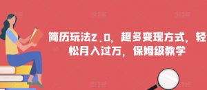 简历玩法2.0，超多变现方式，轻松月入过万，保姆级教学【揭秘】-虚拟资源库