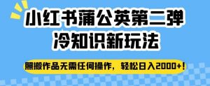 小红书蒲公英第二弹冷知识新玩法，照搬作品无需任何操作，轻松日入2000+【揭秘】-虚拟资源库