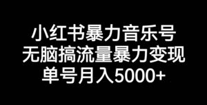 小红书暴力音乐号，无脑搞流量暴力变现，单号月入5000+-虚拟资源库