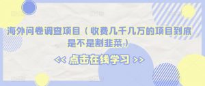 海外问卷调查项目(收费几千几万的项目到底是不是割韭菜)【揭秘】-虚拟资源库