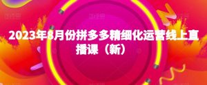 2023年8月份拼多多精细化运营线上直播课（新）-虚拟资源库