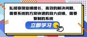 私域变现业绩增长,高效的解决问题,需要系统的方案快速的放大成绩,需要复制的系统-虚拟资源库