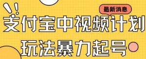 支付宝中视频玩法暴力起号影视起号有播放即可获得收益（带素材）-虚拟资源库